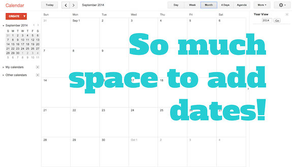 Google calendar month view